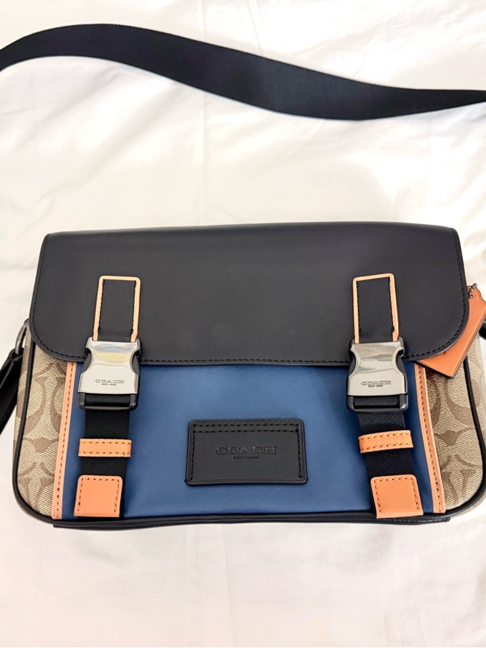 Coach Men’s Blue, Black & Tan Messenger Bag